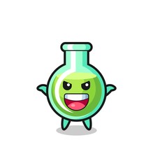 the illustration of cute lab beakers doing scare gesture