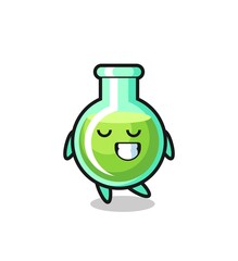 lab beakers cartoon illustration with a shy expression