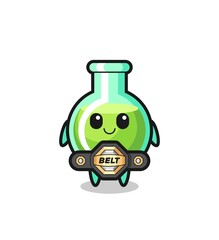 the MMA fighter lab beakers mascot with a belt
