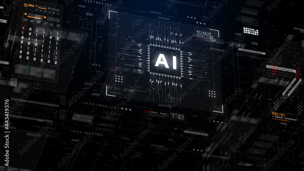 Aufkleber artificial intelligence ai. future technology concept visualization. big data transmission connectio