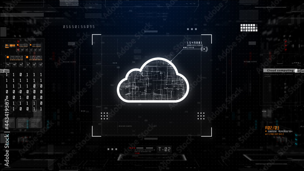 Poster hud and cloud computing digital data network connection, futuristic technology network data connecti