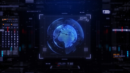 Technology Network Data Connection, Digital Data Network and Cyber Security, HUD Futuristic Global Network Background Concept