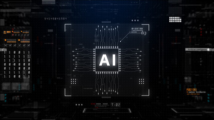 Artificial Intelligence AI. Future Technology Concept Visualization. Big Data Transmission Connection. Technology Digital data Network Abstract Background.