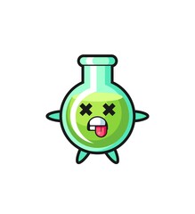 character of the cute lab beakers with dead pose