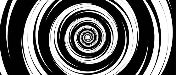 Grayscale abstract background. Design of a monochrome tunnel. The texture of circles twisted in a spiral, hypnosis. Design of a banner, a poster for a website, a frame for social networks. Vector