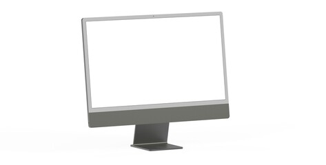 Computer display mock up with blank white screen. Stylish desktop computer mockup.