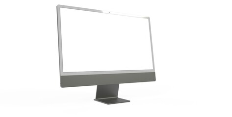 Computer display mock up with blank white screen. Stylish desktop computer mockup. - obrazy, fototapety, plakaty