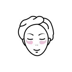 Girl face line icon. Beauty salon abstract concept. Advertising cream. Trendy flat isolated symbol sign used for: illustration, outline, logo, mobile, app, design, web, dev, ui, ux, gui. Vector EPS 10