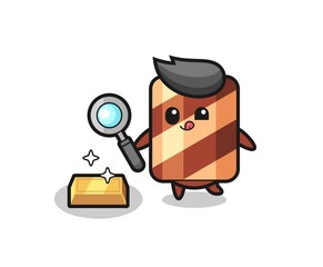 wafer roll character is checking the authenticity of the gold bullion