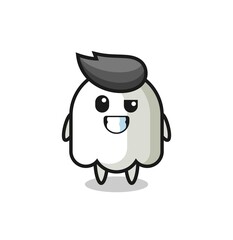 cute ghost mascot with an optimistic face