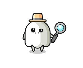 the mascot of cute ghost as a detective