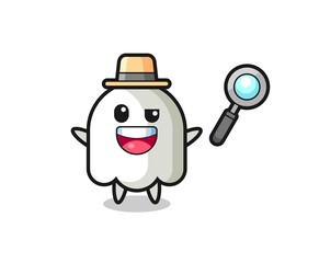 illustration of the ghost mascot as a detective who manages to solve a case
