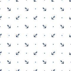 Watercolor navy blue Anchor seamless pattern. Nautical ship part. Sea life, cruise, traveling theme. Hand drawn Marine background, texture for print, fabric, textile, wrapping paper, scrapbooking
