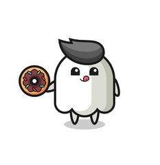 illustration of an ghost character eating a doughnut