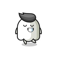 ghost cartoon illustration with a shy expression