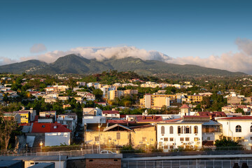 Obraz premium Basse-Terre city at dusk, capital of Guadeloupe.