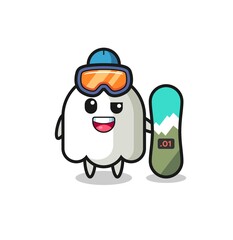 Illustration of ghost character with snowboarding style