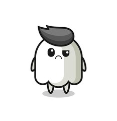 the mascot of the ghost with sceptical face