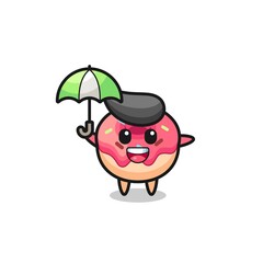 cute doughnut illustration holding an umbrella
