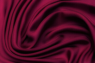 Cherry twill silk fabric in artistic layout. Texture, background, pattern.