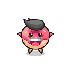 the illustration of cute doughnut doing scare gesture