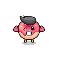 the muscular doughnut character is posing showing his muscles