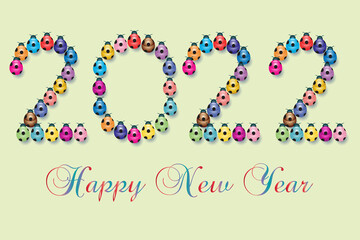 Many ladybugs form the number two thousandaventidure to wish happy new year