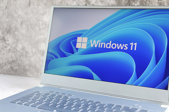 New Microsoft Windows 11 logo on computer screen : Chiang Mai, Thailand July 4, 2021