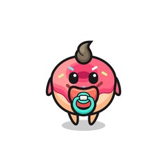 baby doughnut cartoon character with pacifier