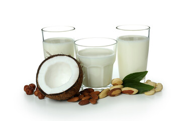 Concept of vegan milk isolated on white background