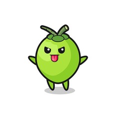 naughty coconut character in mocking pose