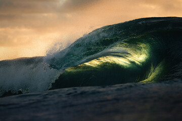 Close-up of a giant wave in the sea