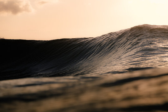 Close-up of a giant wave in the sea