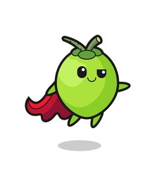 cute coconut superhero character is flying
