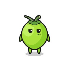 cute coconut character with suspicious expression