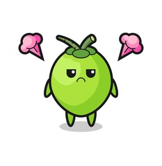 annoyed expression of the cute coconut cartoon character