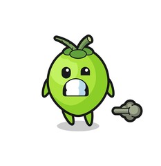 the illustration of the coconut cartoon doing fart