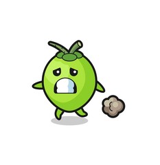 illustration of the coconut running in fear