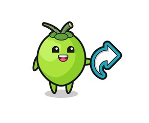 cute coconut hold social media share symbol