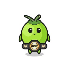 the MMA fighter coconut mascot with a belt