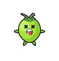 character of the cute coconut with dead pose