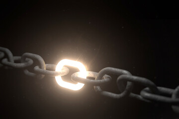 Chain with one strong link - obrazy, fototapety, plakaty