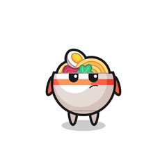 cute noodle bowl character with suspicious expression