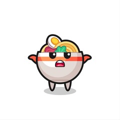 noodle bowl mascot character saying I do not know