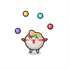 the noodle bowl circus cartoon juggling a ball