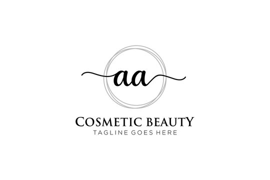 initial AA Feminine logo beauty monogram and elegant logo design, handwriting logo of initial signature, wedding, fashion, floral and botanical with creative template.