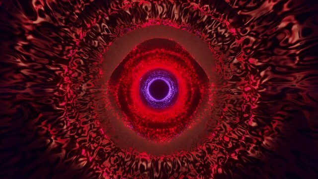 Energy tunnel. Abstract portal. Colorful light way Dark red and violet colors.