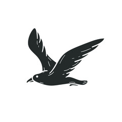 Seagull Icon Silhouette Illustration. Sea Bird Animal Vector Graphic Pictogram Symbol Clip Art. Doodle Sketch Black Sign.
