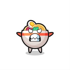 wrathful expression of the noodle bowl mascot character