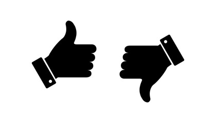 Like and dislike icon vector. Thumbs up and thumbs down icon vector. Hand like and dislike